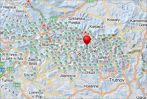 Mapa Krkonoš - zima, foto: mapy.cz